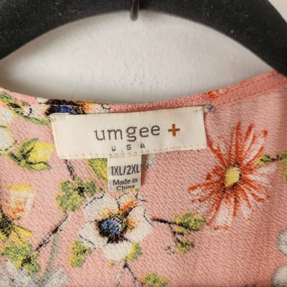 Umgee Pink Floral Wrap Poncho Kimono Robe Boho Bohemian Women's 1XL/2XL - Picture 6 of 8